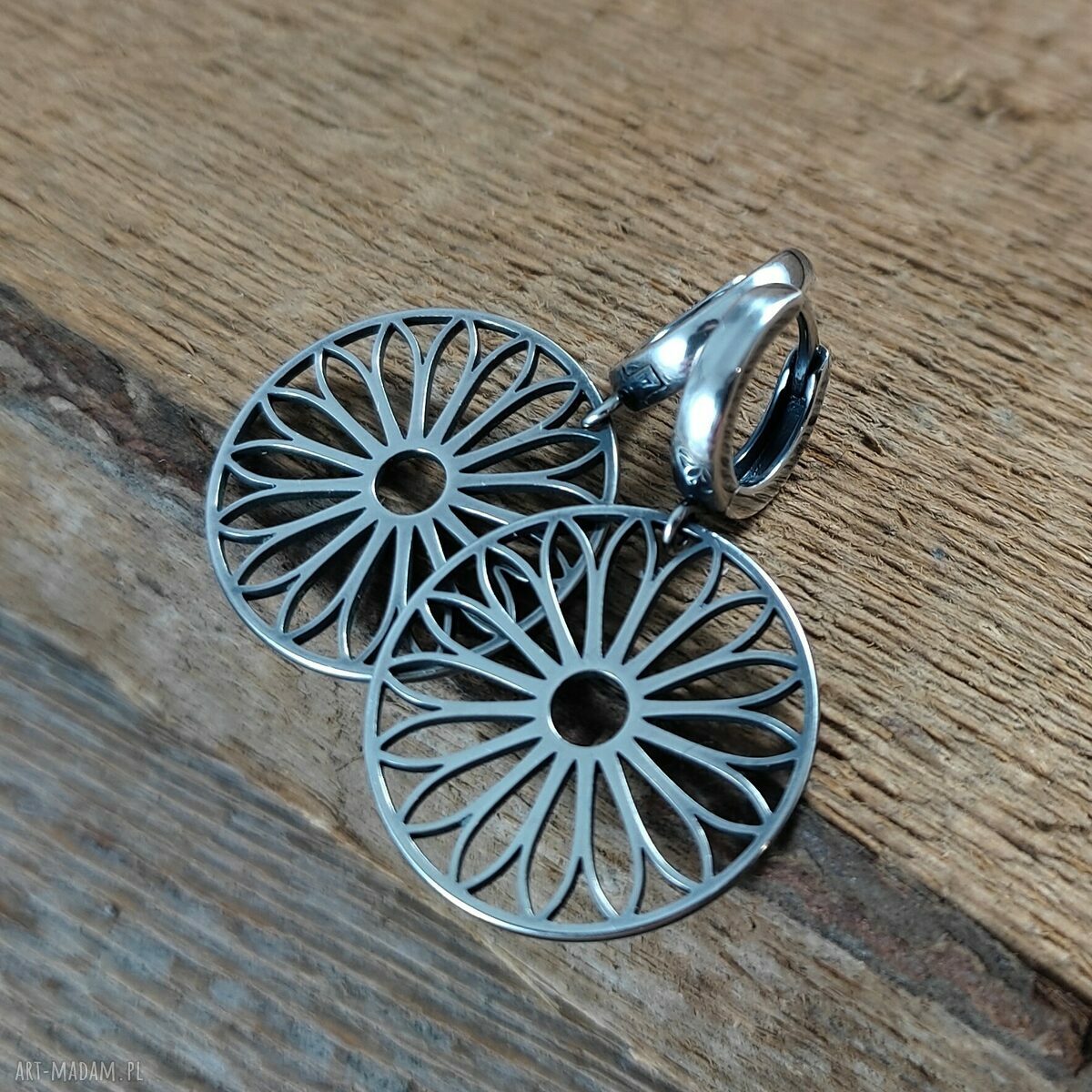 Kolczyki rozety Flower ze srebra 925 oksydowane