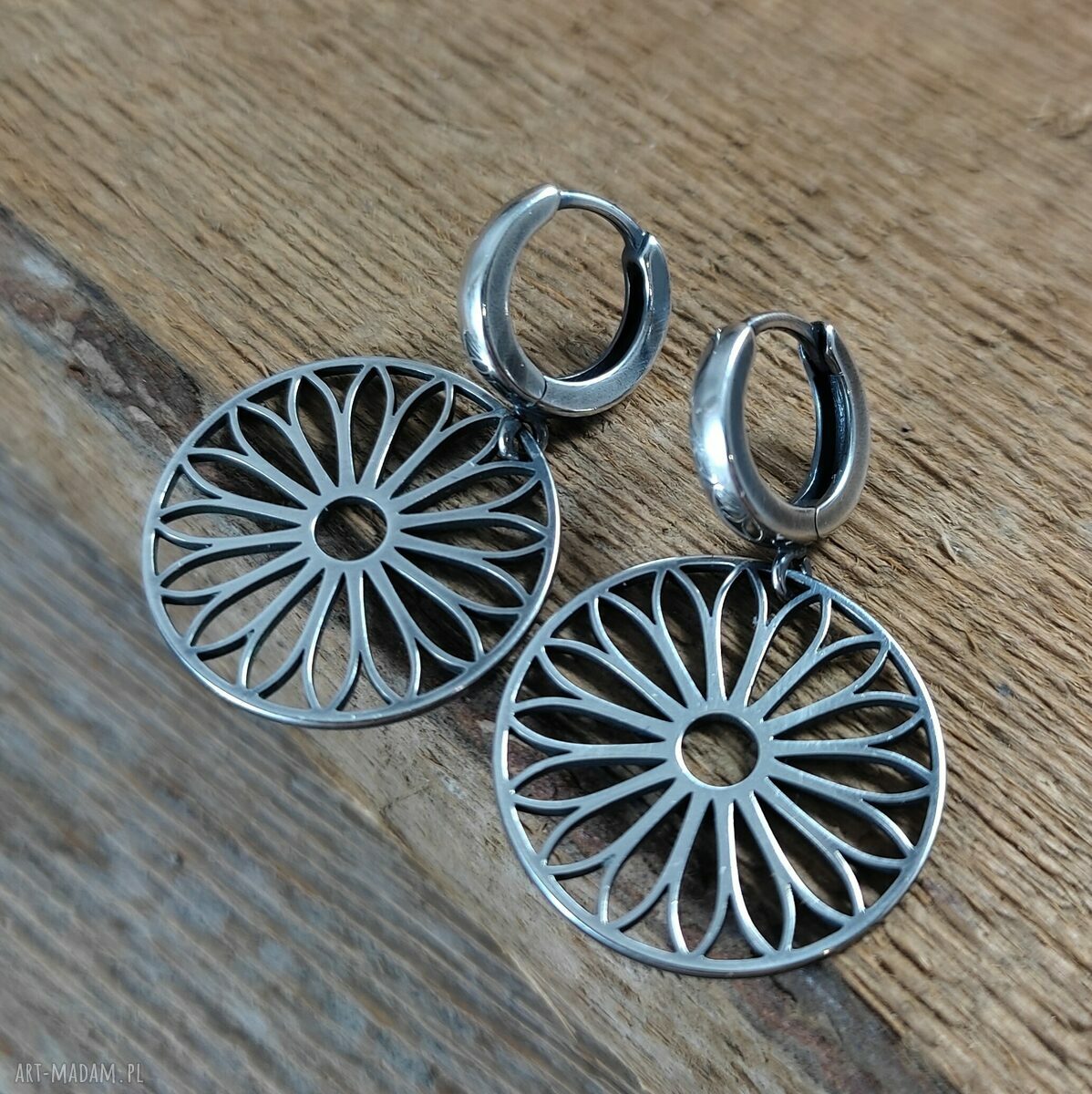 Kolczyki rozety Flower ze srebra 925 oksydowane