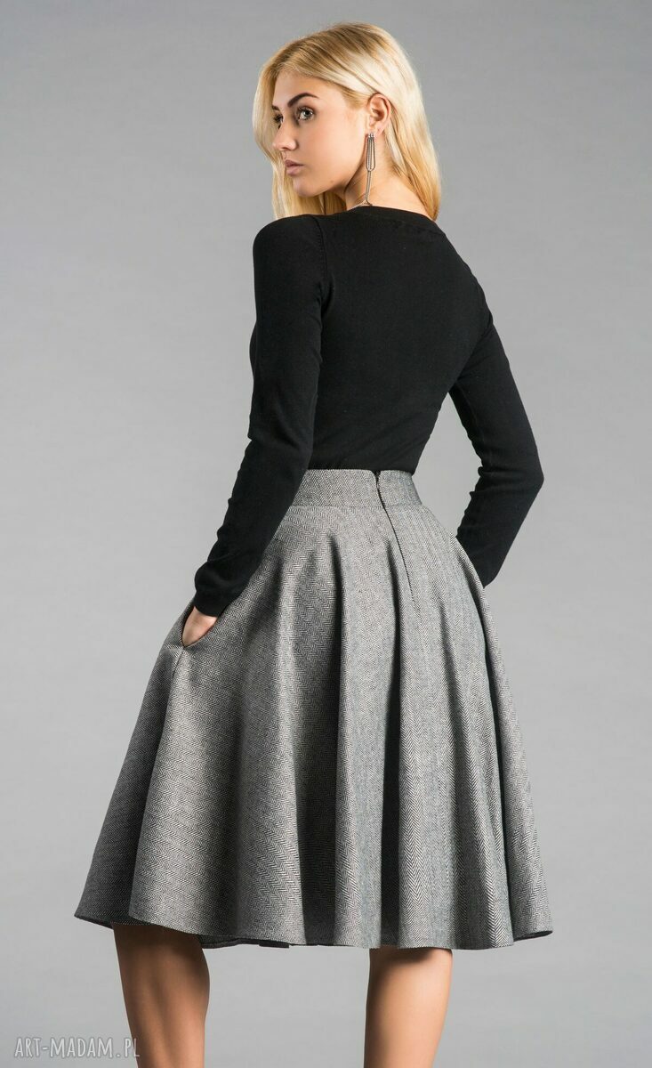 Spódnica KOŁO Midi Jodełka handmade