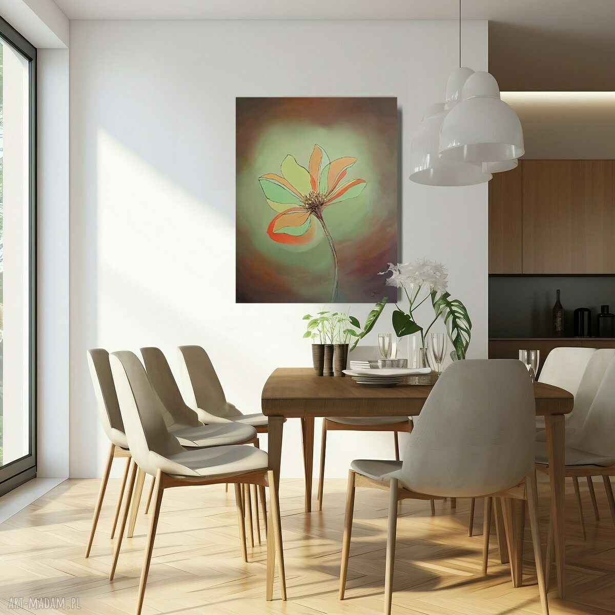 Rozkwit myśli - obraz olejny 75x95 cm w stylu kwiatów abstrakcyjnych