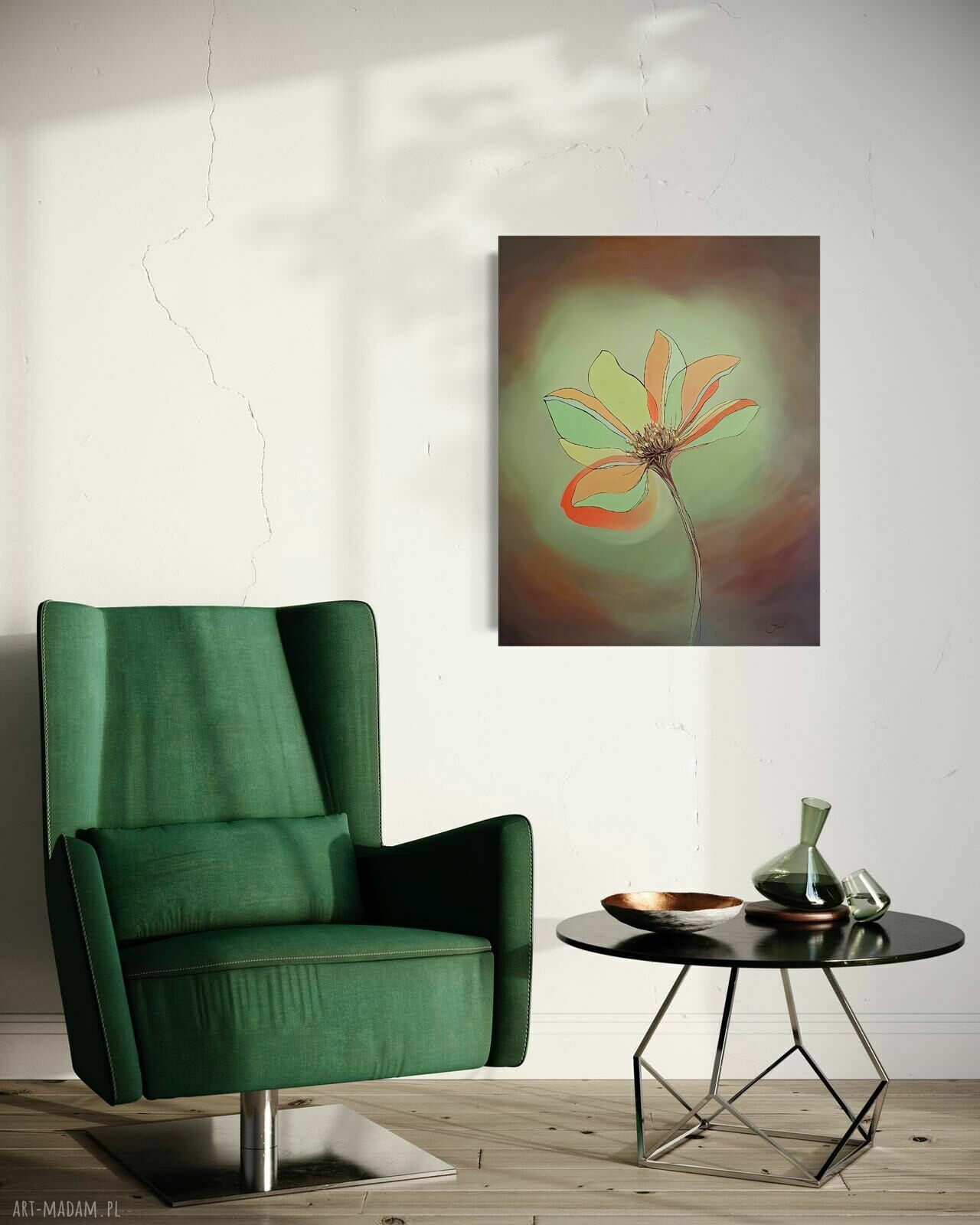 Rozkwit myśli - obraz olejny 75x95 cm w stylu kwiatów abstrakcyjnych