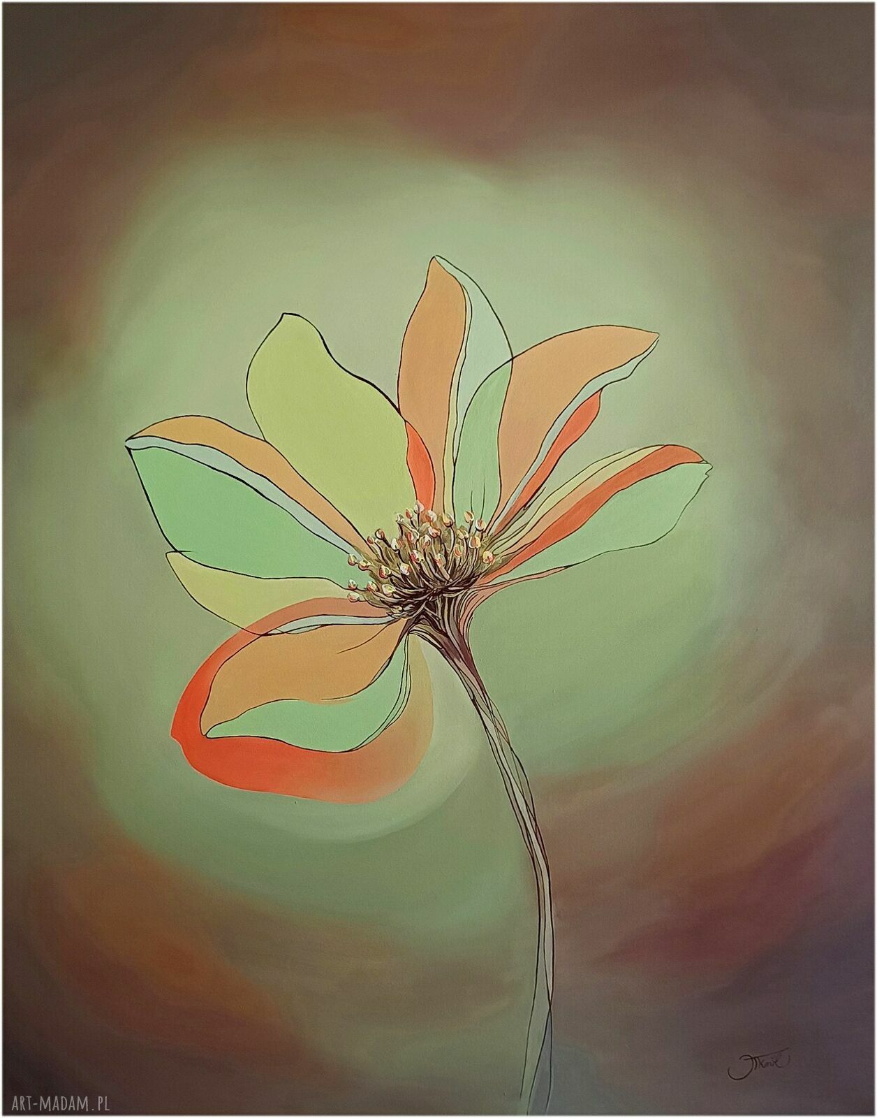 Rozkwit myśli - obraz olejny 75x95 cm w stylu kwiatów abstrakcyjnych