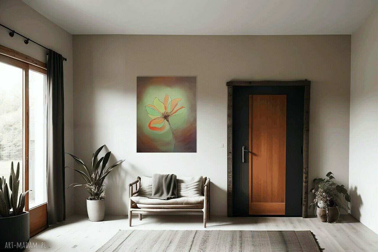 Rozkwit myśli - obraz olejny 75x95 cm w stylu kwiatów abstrakcyjnych