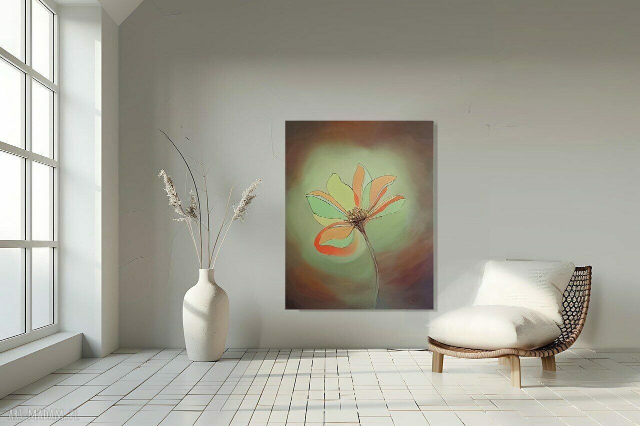Rozkwit myśli - obraz olejny 75x95 cm w stylu kwiatów abstrakcyjnych