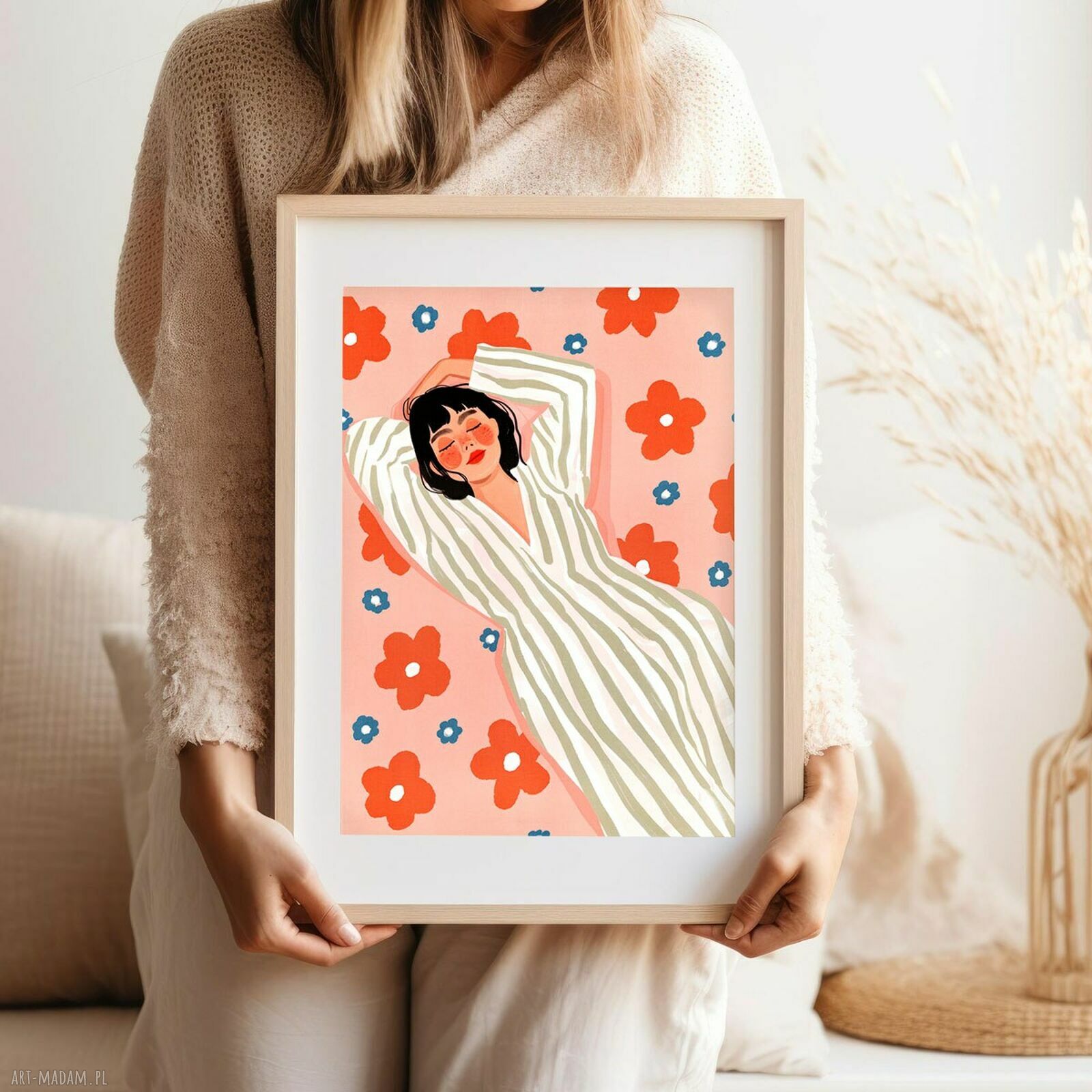 Plakat Rozmarzona dziewczyna - kolorowy plakat A4 (Hogstudio)
