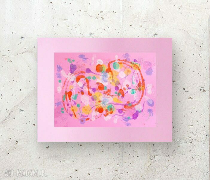 Różowa dekoracja na ścianę - kolorowa abstrakcja do sypialni, 30x40 cm