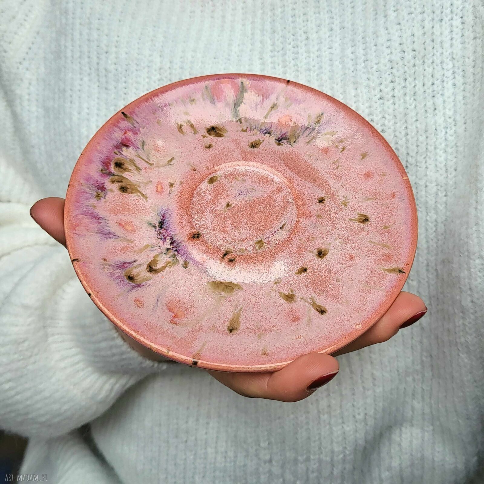Różowa pastelowa filiżanka ceramiczna 220 ml na kawę - handmade