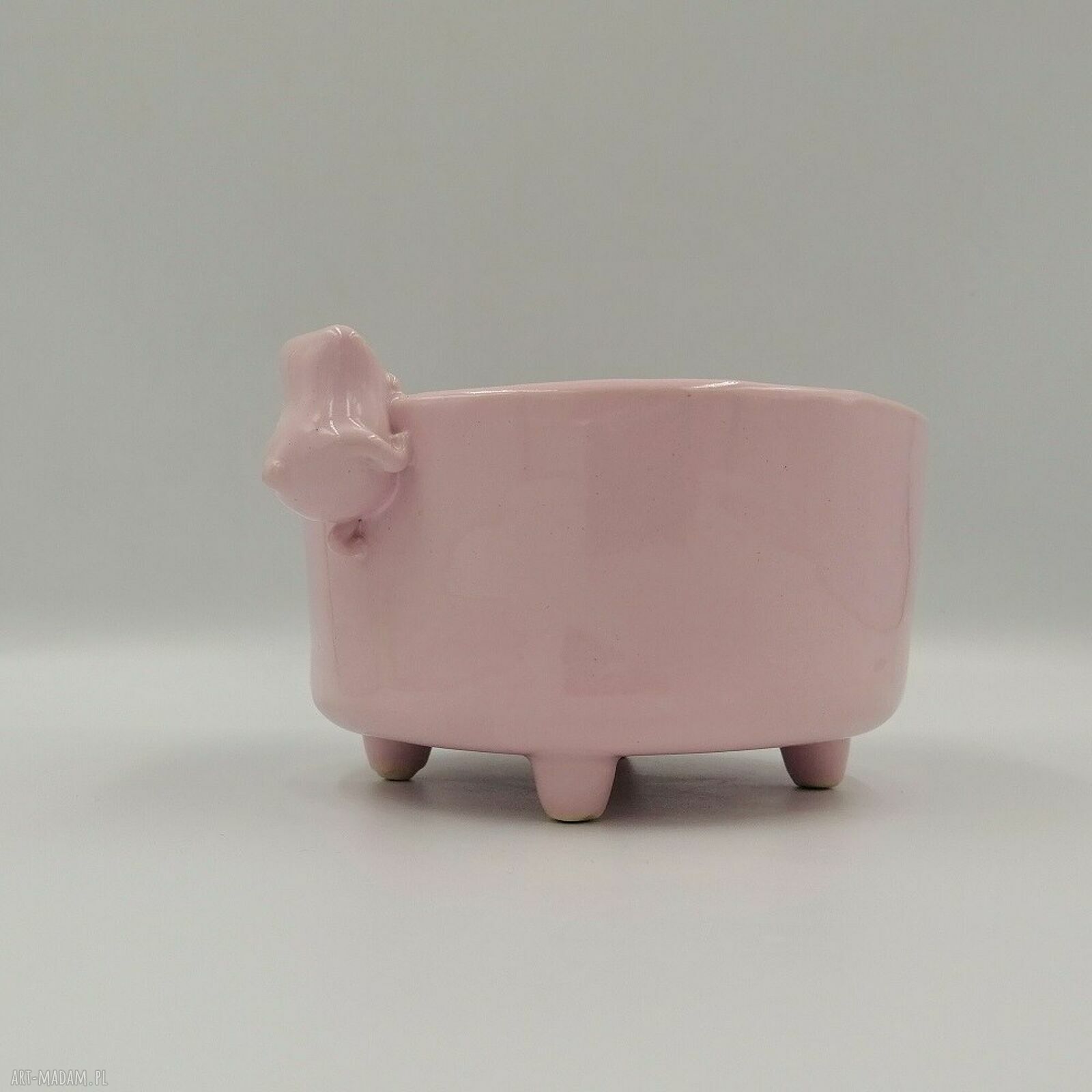 Różowa miseczka śniadaniowa z misiem - handmade ceramika na prezent