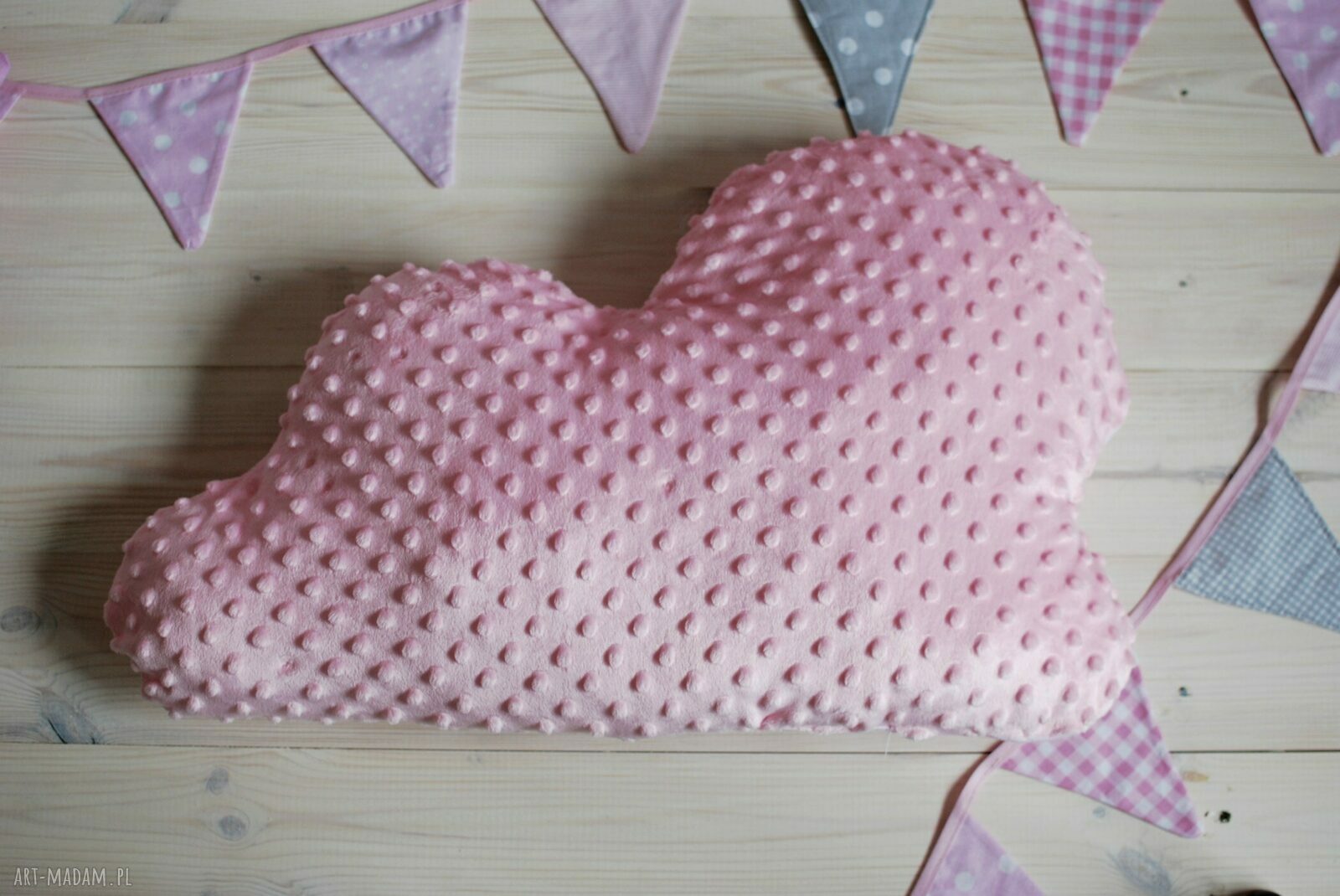 Poduszka Różowa Chmurka z minky (35 x 60 cm) - Handmade