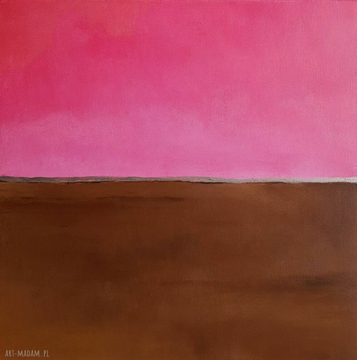 Różowo-brązowa abstrakcja ze srebrem - obraz akrylowy 40x40 cm Paulina Lebida