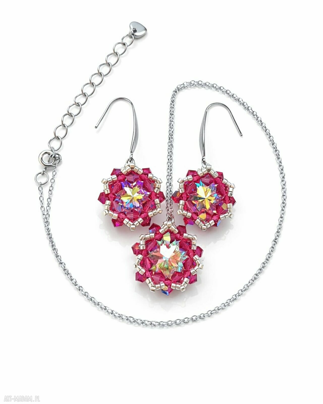 Różowy komplet biżuterii Crystal Fuchsia Maxima