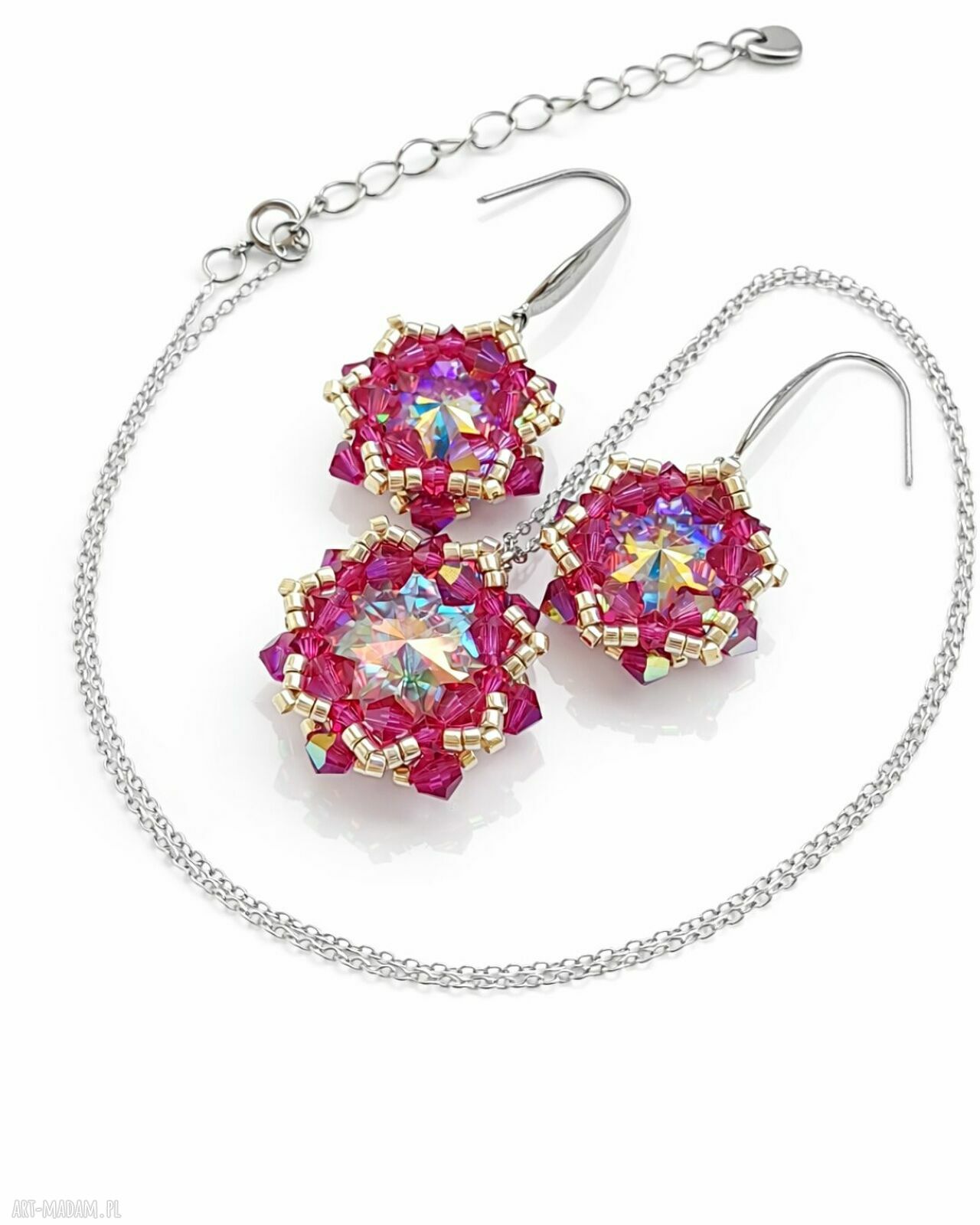 Różowy komplet biżuterii Crystal Fuchsia Maxima