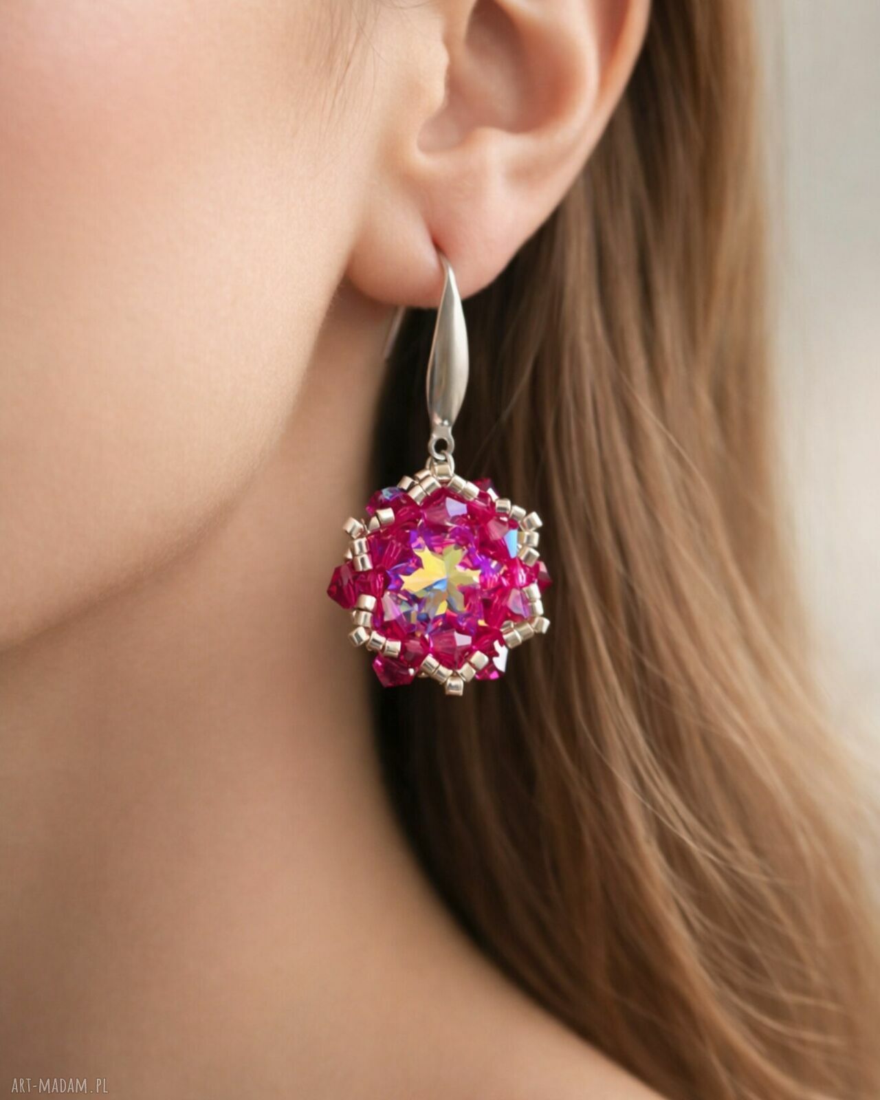 Różowy komplet biżuterii Crystal Fuchsia Maxima