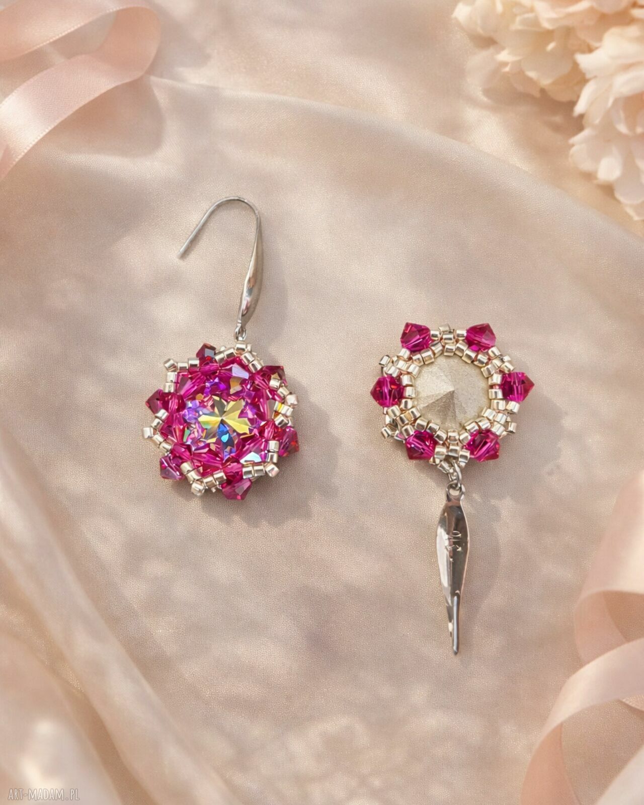 Różowy komplet biżuterii Crystal Fuchsia Maxima