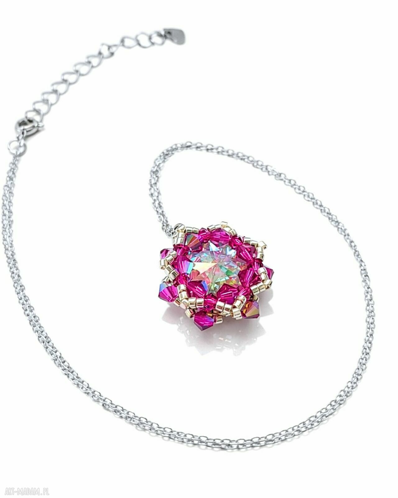 Różowy naszyjnik Crystal Fuchsia Maxima z kryształami Preciosa