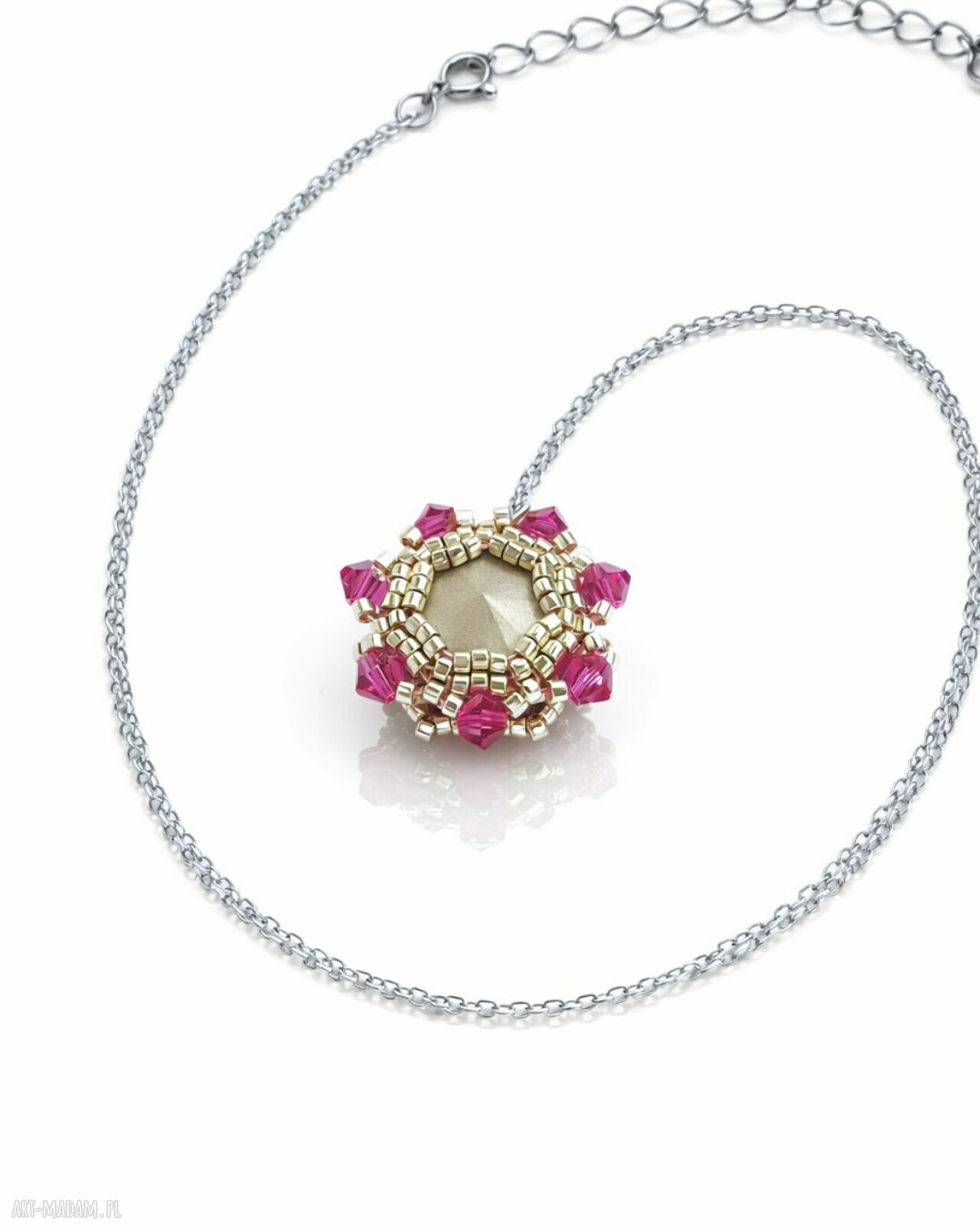 Różowy naszyjnik Crystal Fuchsia Maxima z kryształami Preciosa