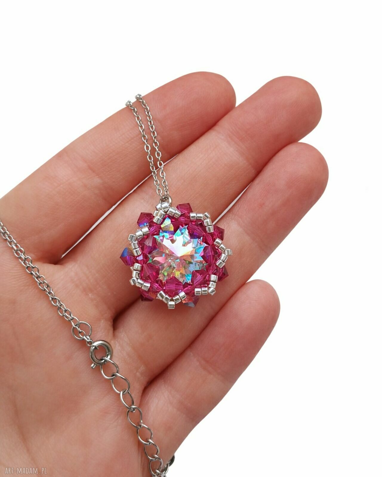 Różowy naszyjnik Crystal Fuchsia Maxima z kryształami Preciosa