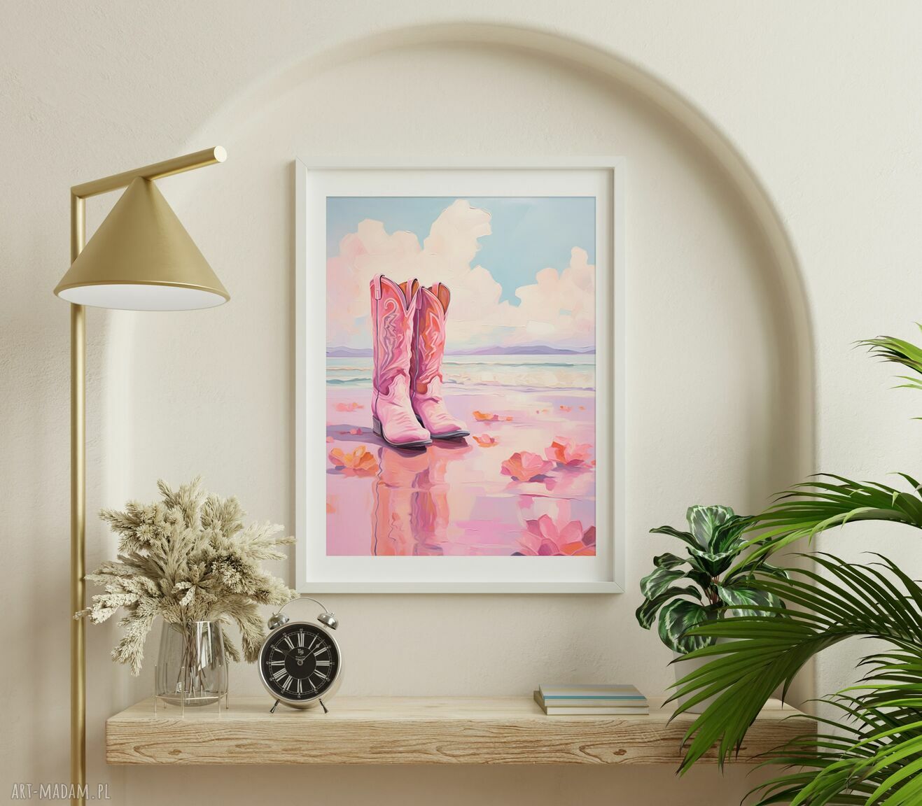 Różowy plakat boho Western Girl Retro 40x53 cm - cowgirl
