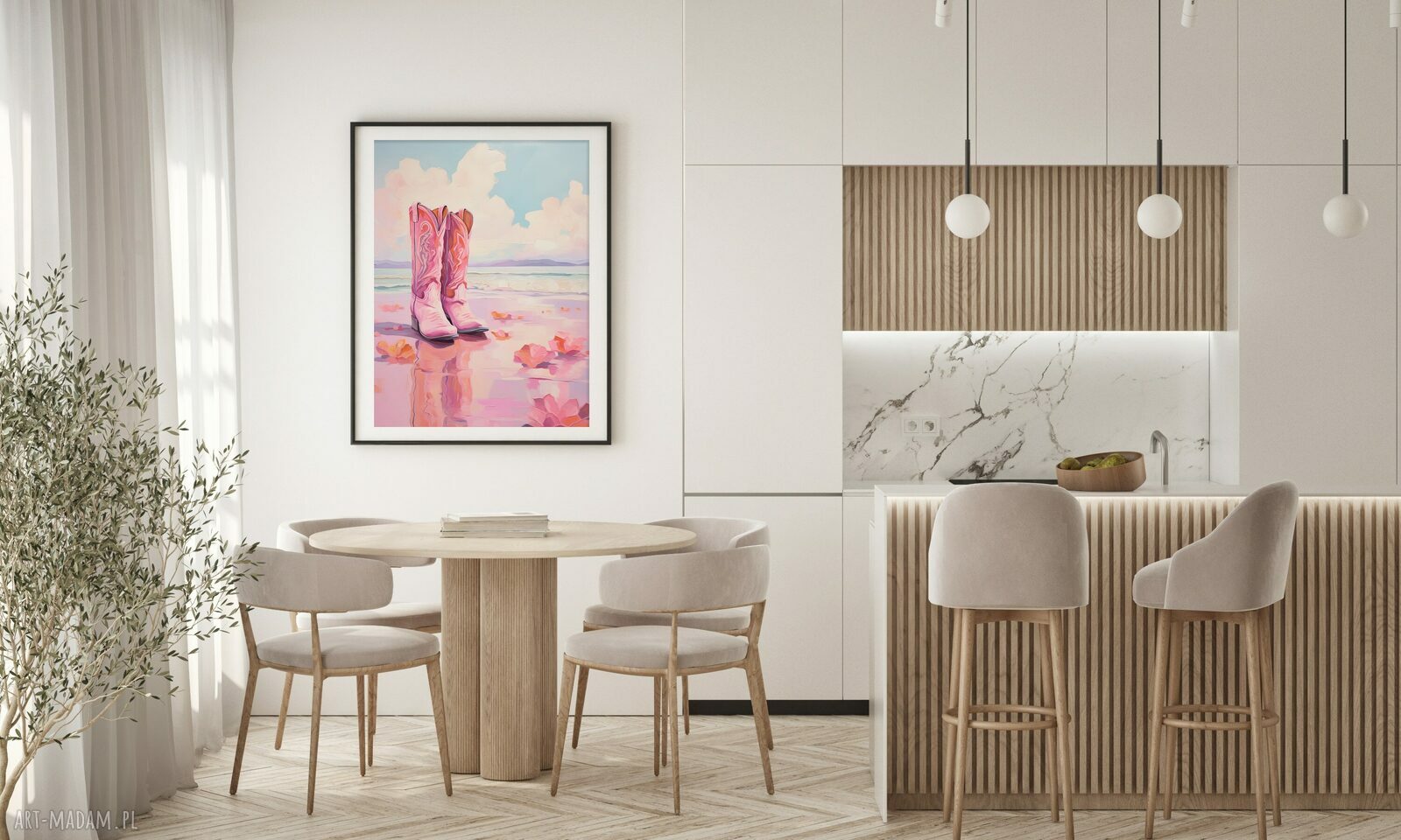Różowy plakat boho Western Girl Retro 40x53 cm - cowgirl