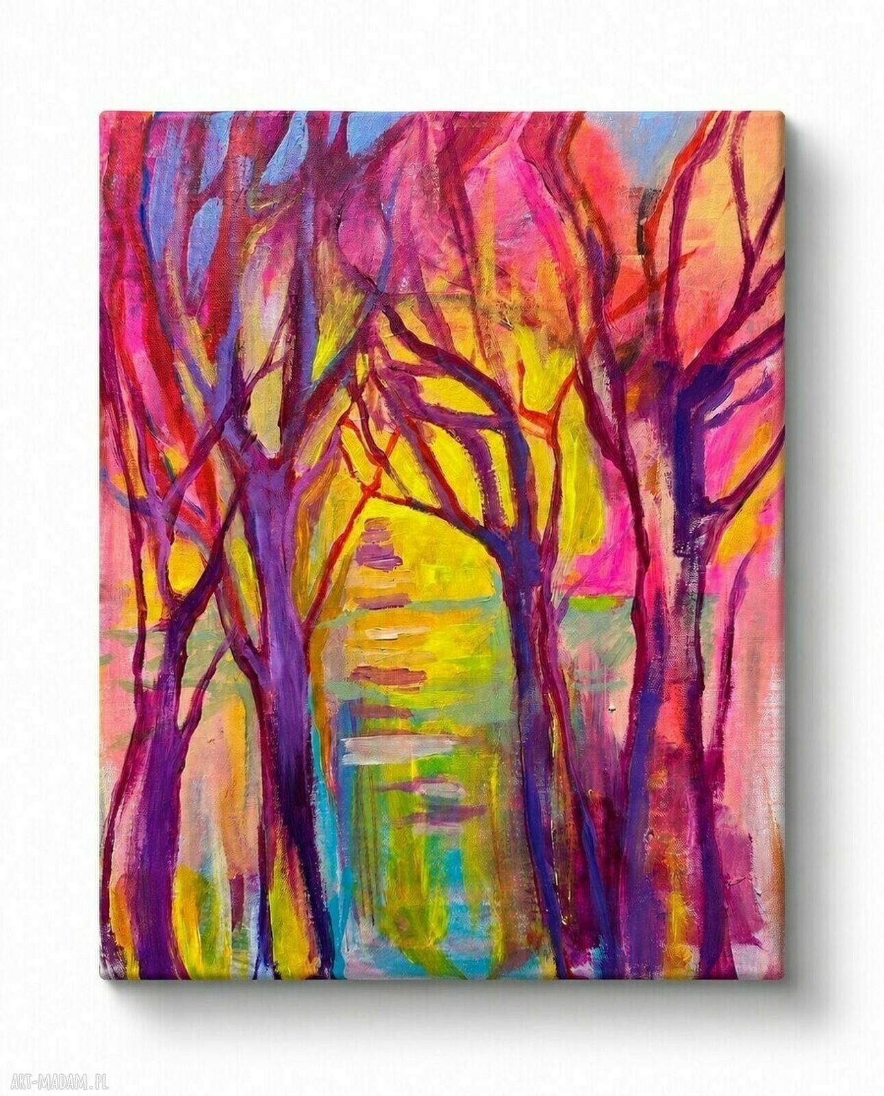 „Różowy świt” - ręcznie malowany obraz akrylowy na płótnie 50x40 cm