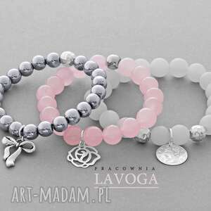 hematite pink jade & mat quartz set