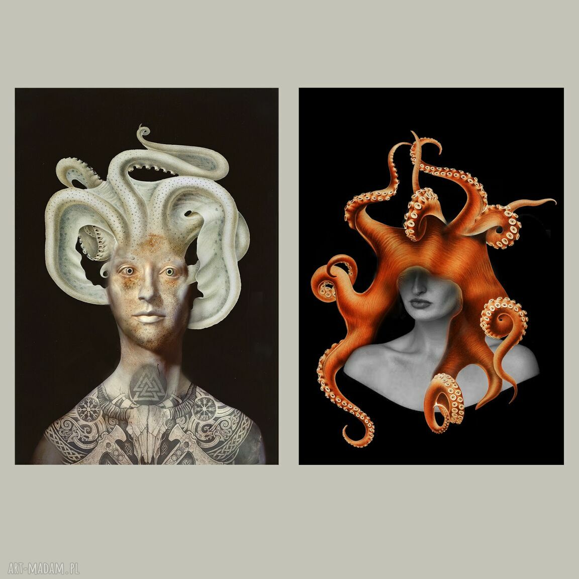 Grafika Ruda surrealizm do salonu 50x70 cm - sygnowana, bez ramy