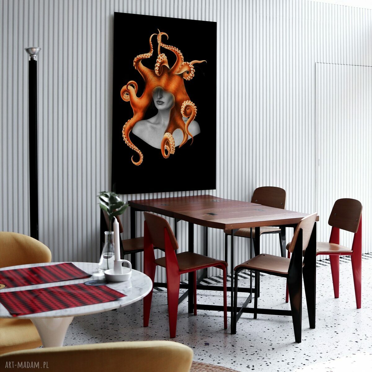 Grafika Ruda surrealizm do salonu 50x70 cm - sygnowana, bez ramy