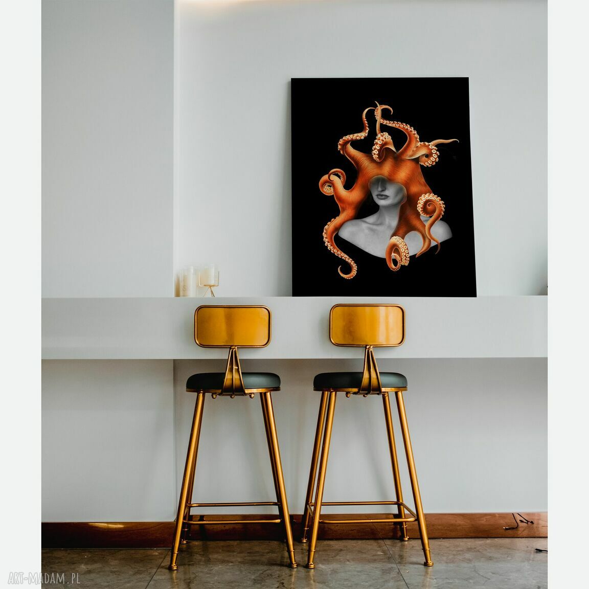 Grafika Ruda surrealizm do salonu 50x70 cm - sygnowana, bez ramy