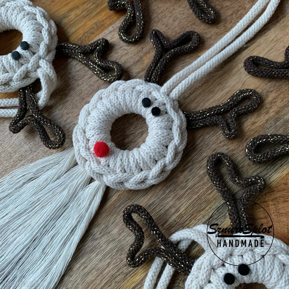 Zawieszka Rudolf - komplet 5 sztuk bombka świąteczna