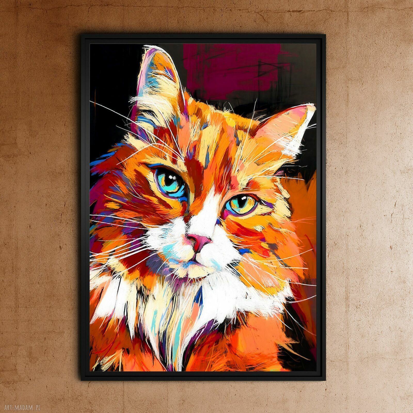 Rudy Kot 1 - plakat A3 dla kociarzy grafika pastelowa