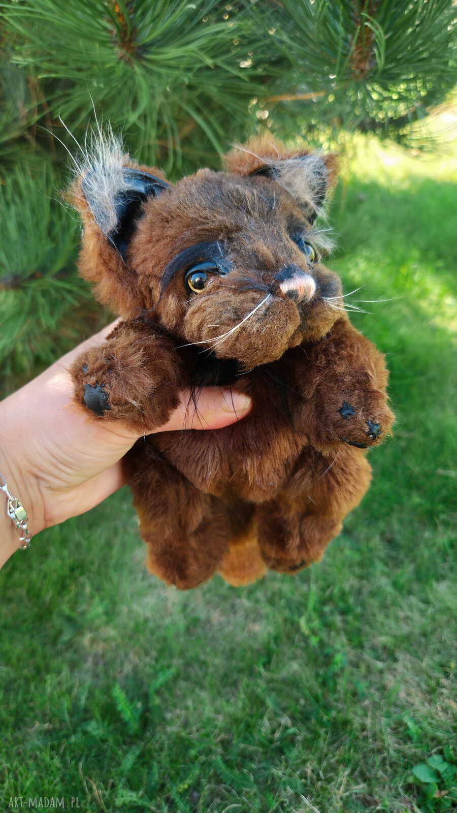 Rufus - ręcznie szyta lalka artystyczna kot z ruchomymi stawami