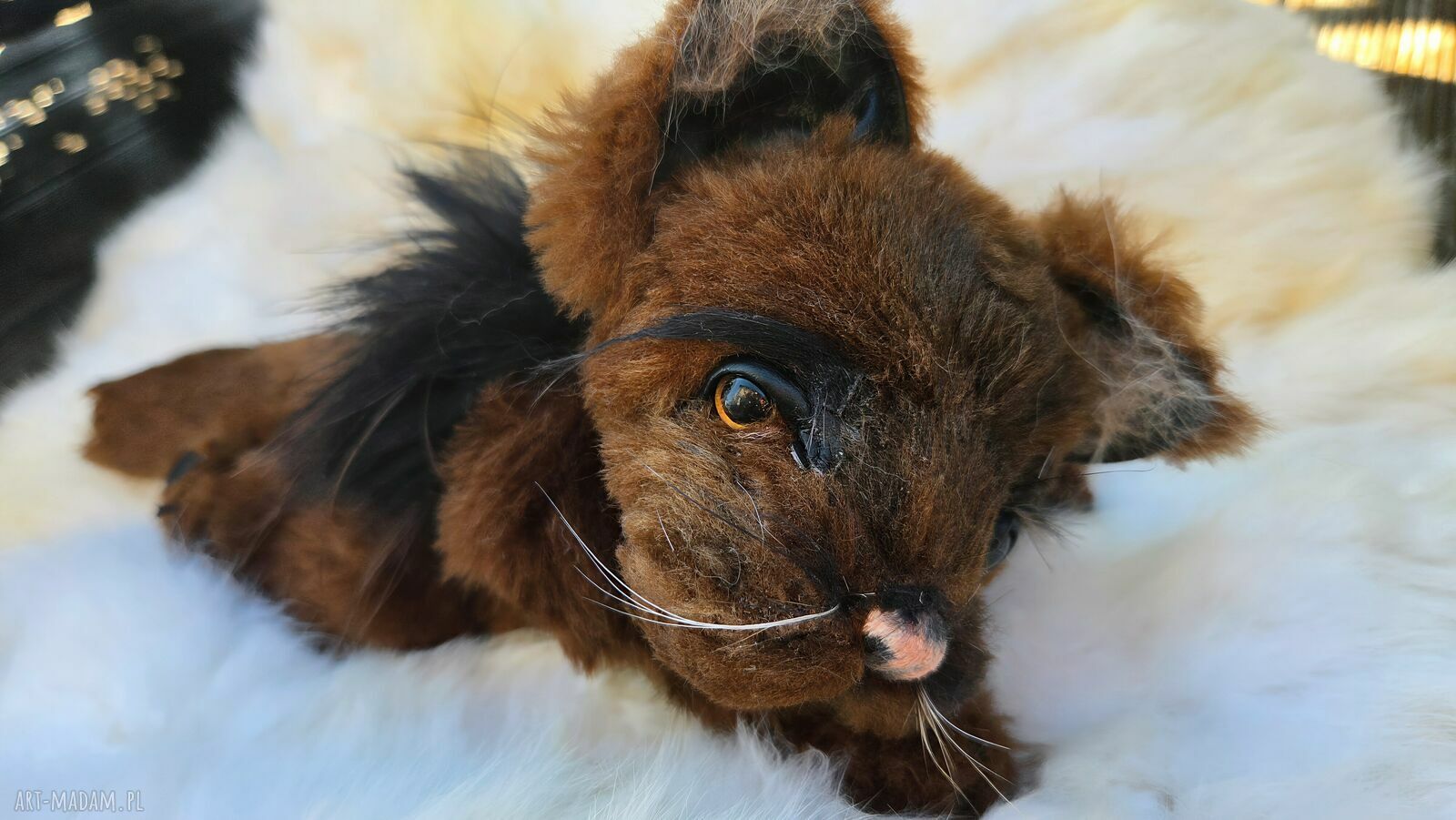 Rufus - ręcznie szyta lalka artystyczna kot z ruchomymi stawami