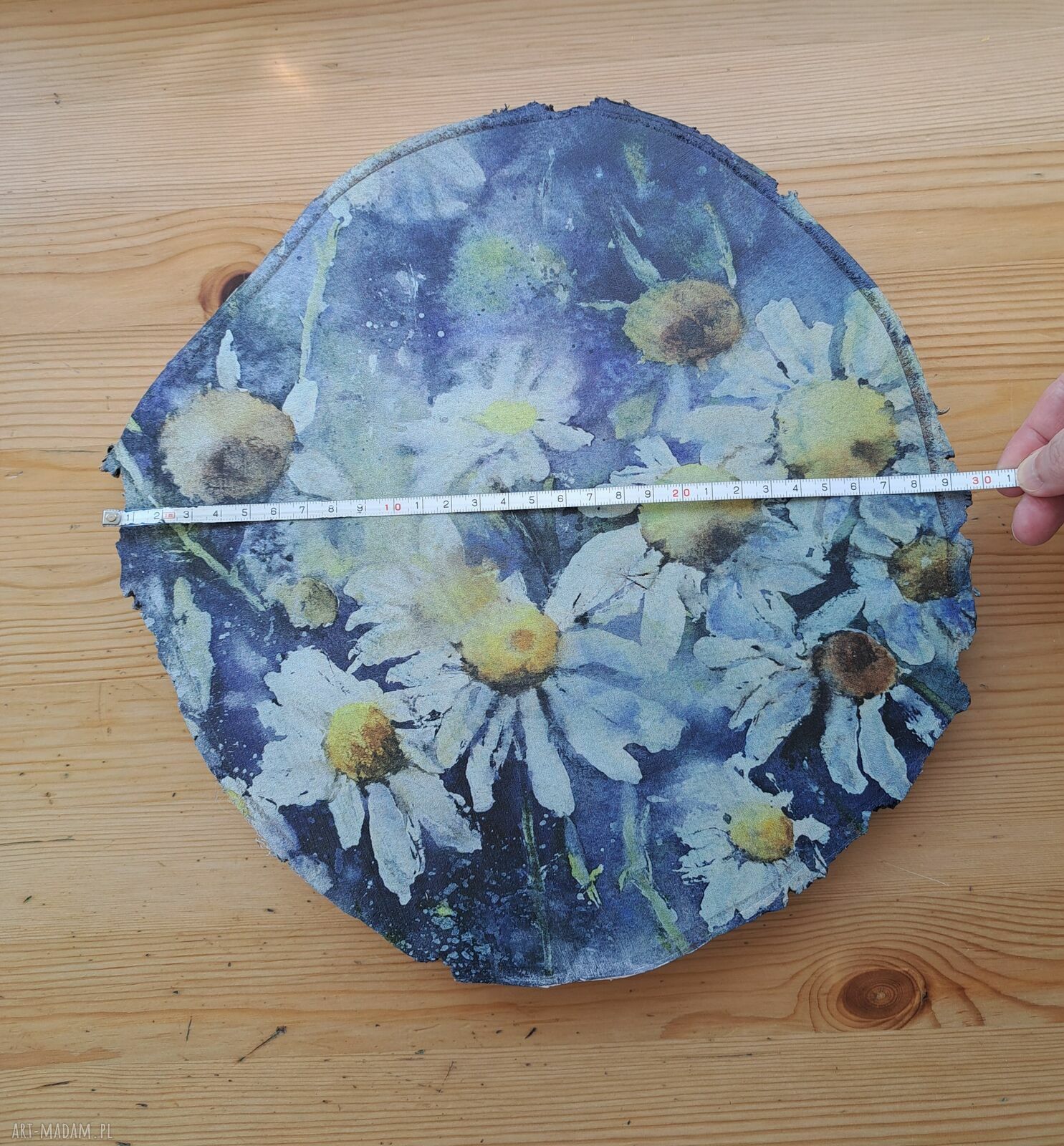 Rumianki - drewniana podstawka dekoracyjna z grafiką 30 cm