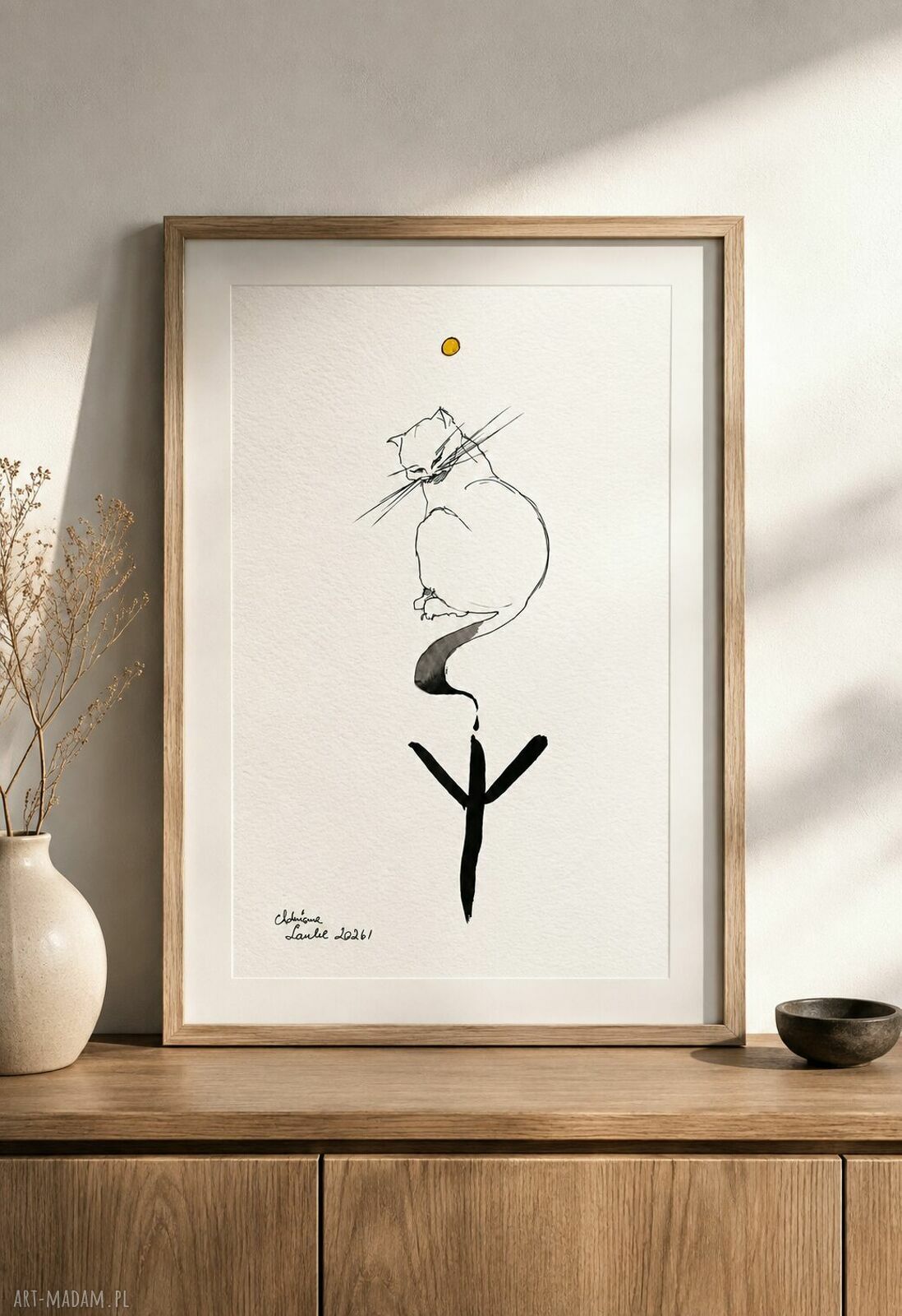 Runa Algiz - grafika tuszem i piórkiem na papierze A3