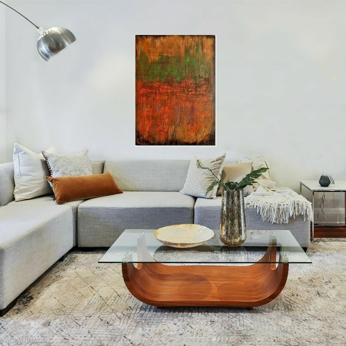 Rusty - obraz abstrakcja strukturalna na płótnie 70x100 cm do salonu