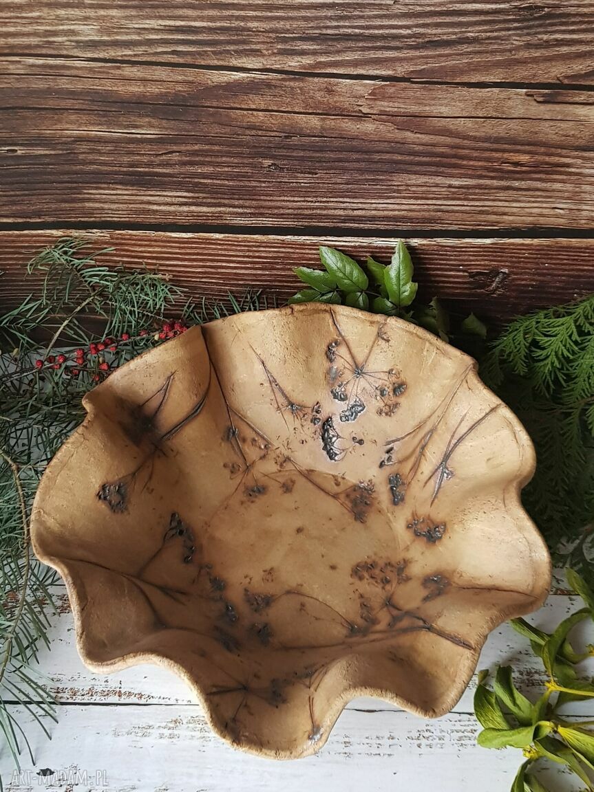 Rustykalna misa XXL z ceramiki Boho - ręcznie robiona