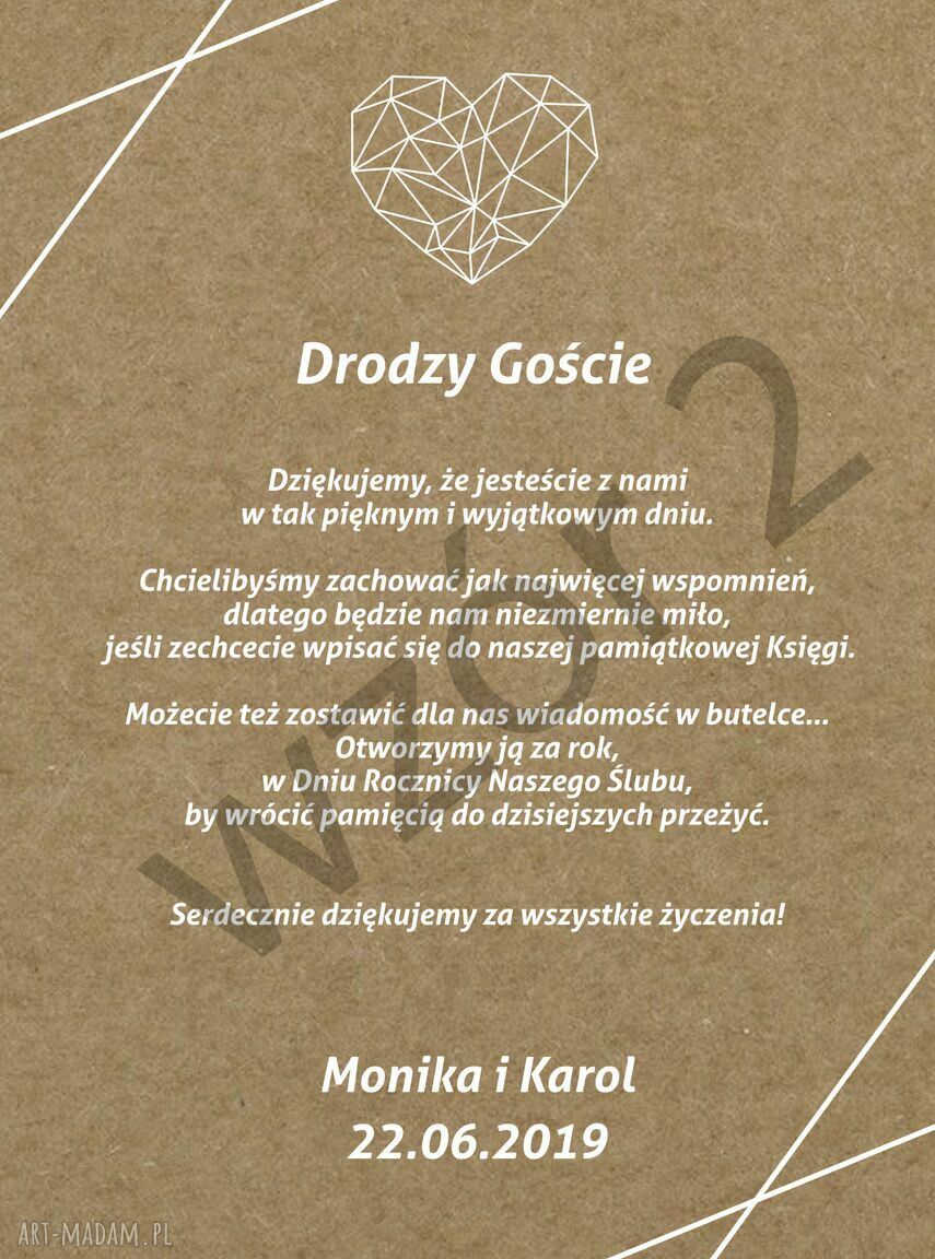 Rustykalna księga gości - butelka wspomnień na ślub (personalizowana)