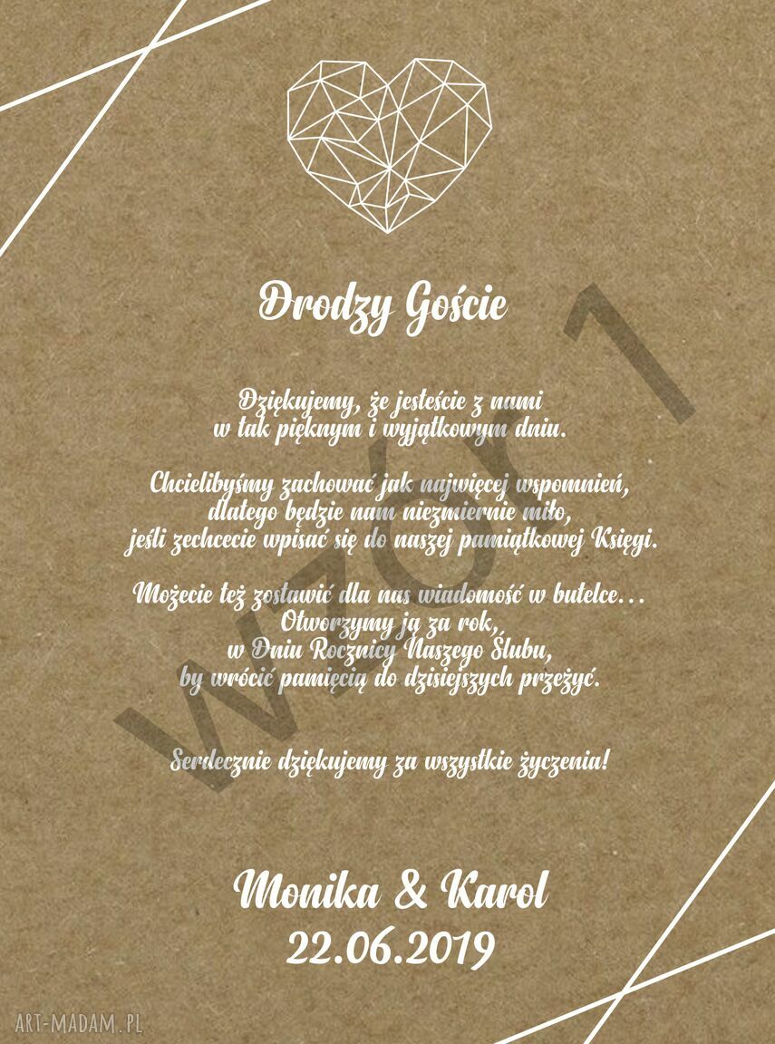 Rustykalna księga gości - butelka wspomnień na ślub (personalizowana)