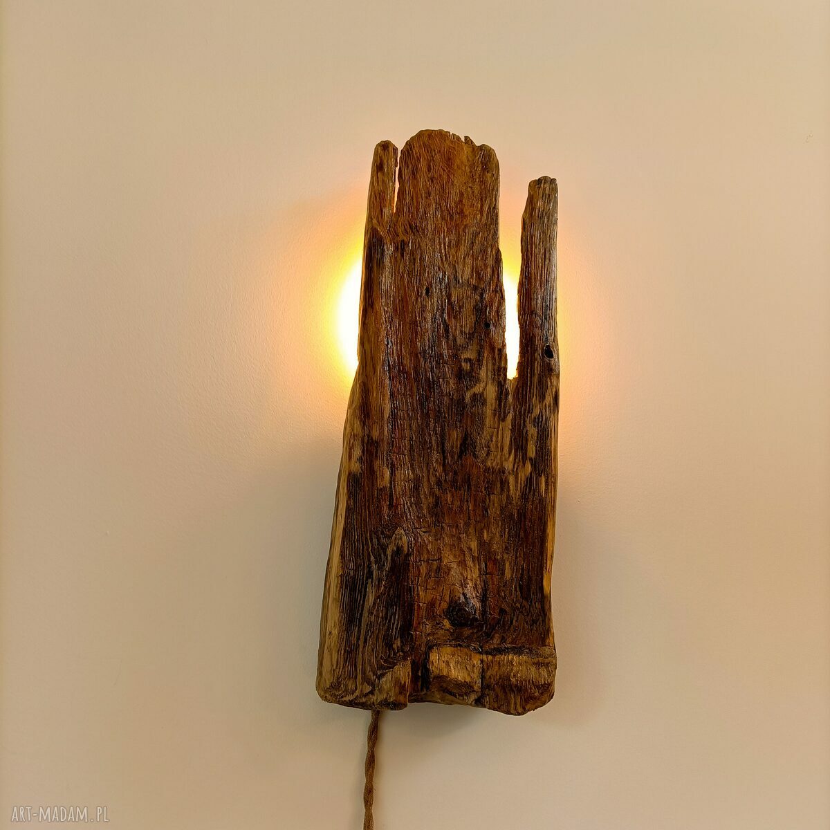 Rustykalna lampa ścienna z drewna z odzysku Jaro Blue0 - E14