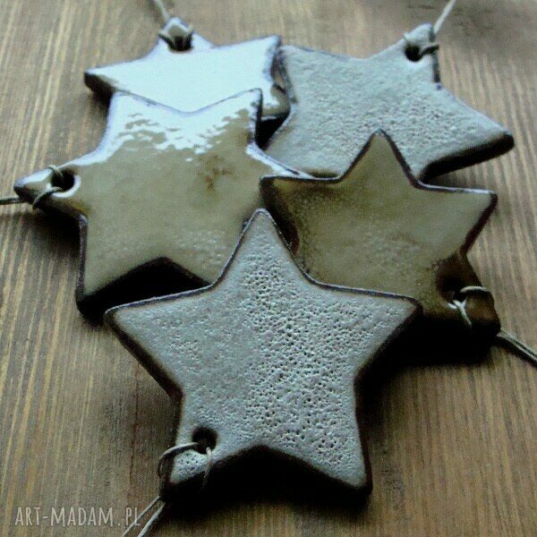 Rustykalne ceramiczne gwiazdki - zestaw 5 postarzanych (ok. 5,5 cm)