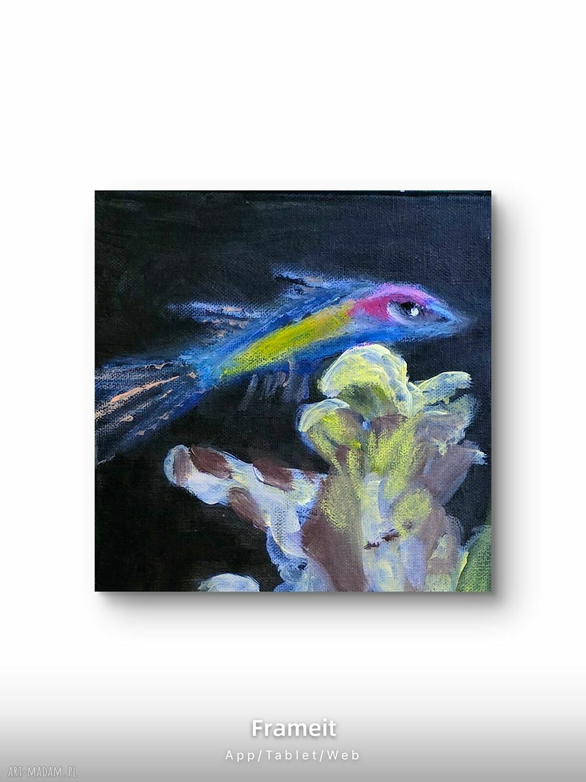 Rybka - ręcznie malowany obraz akrylowy na płótnie 30x30 cm
