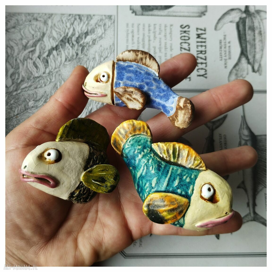 Rybka do postawienia - ceramika handmade z gliny szamotowej