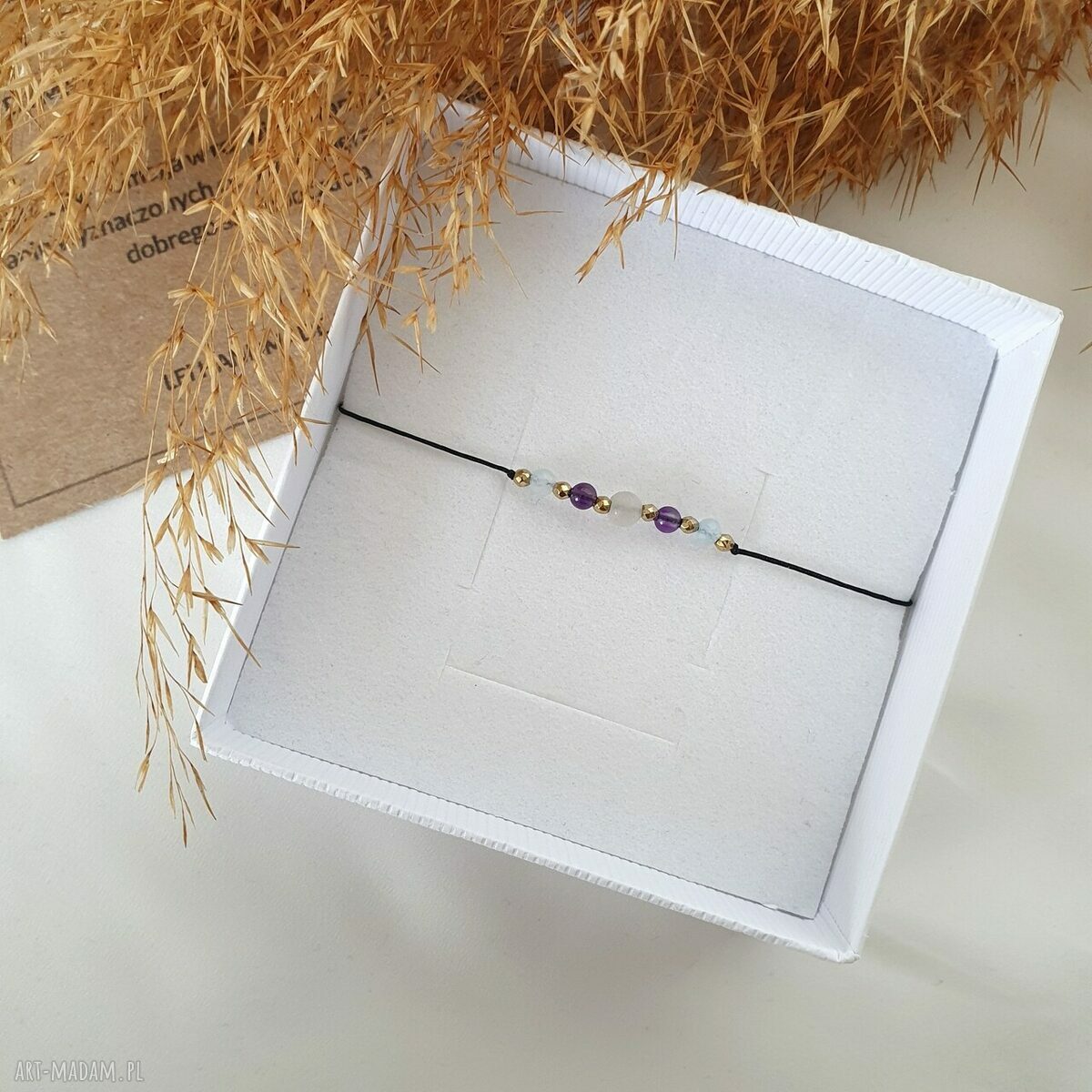 Bransoletka znak zodiaku RYBY - jadeit, akwamaryn i ametyst handmade