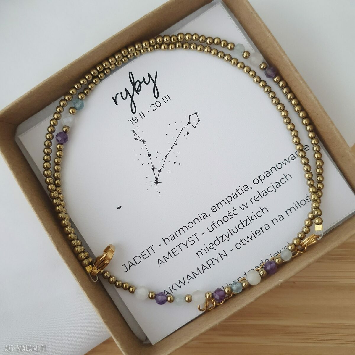 Naszyjnik dla znaku zodiaku Ryby - choker z kamieni naturalnych i hematytu