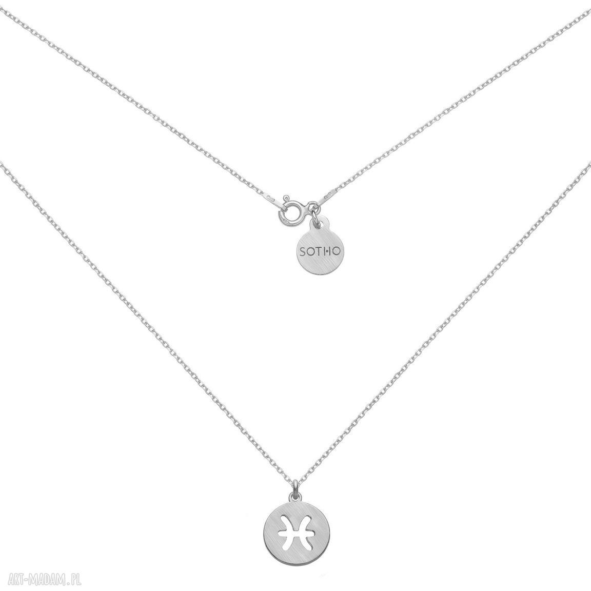 Srebrny matowy naszyjnik zodiakiem ryb srebro zawieszka zodiak