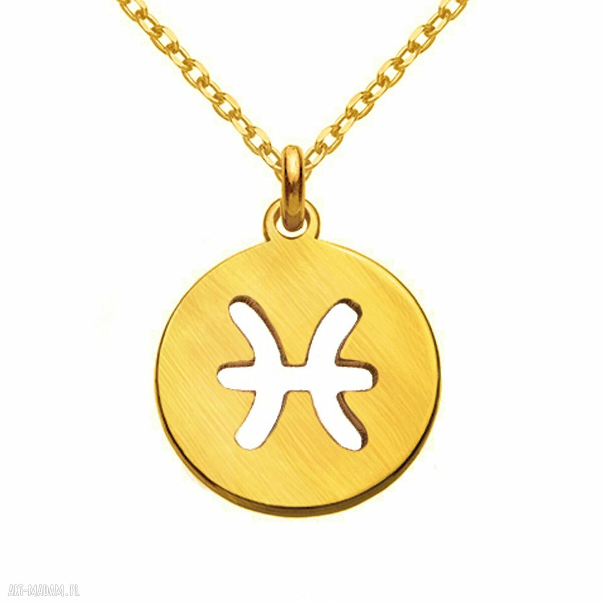 naszyjniki: Złoty matowy naszyjnik z zodiakiem Ryb handmade
