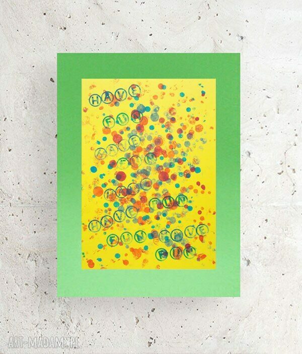 Minimalistyczna abstrakcja 30x40 cm - ręcznie malowany rysunek na zielonym tle