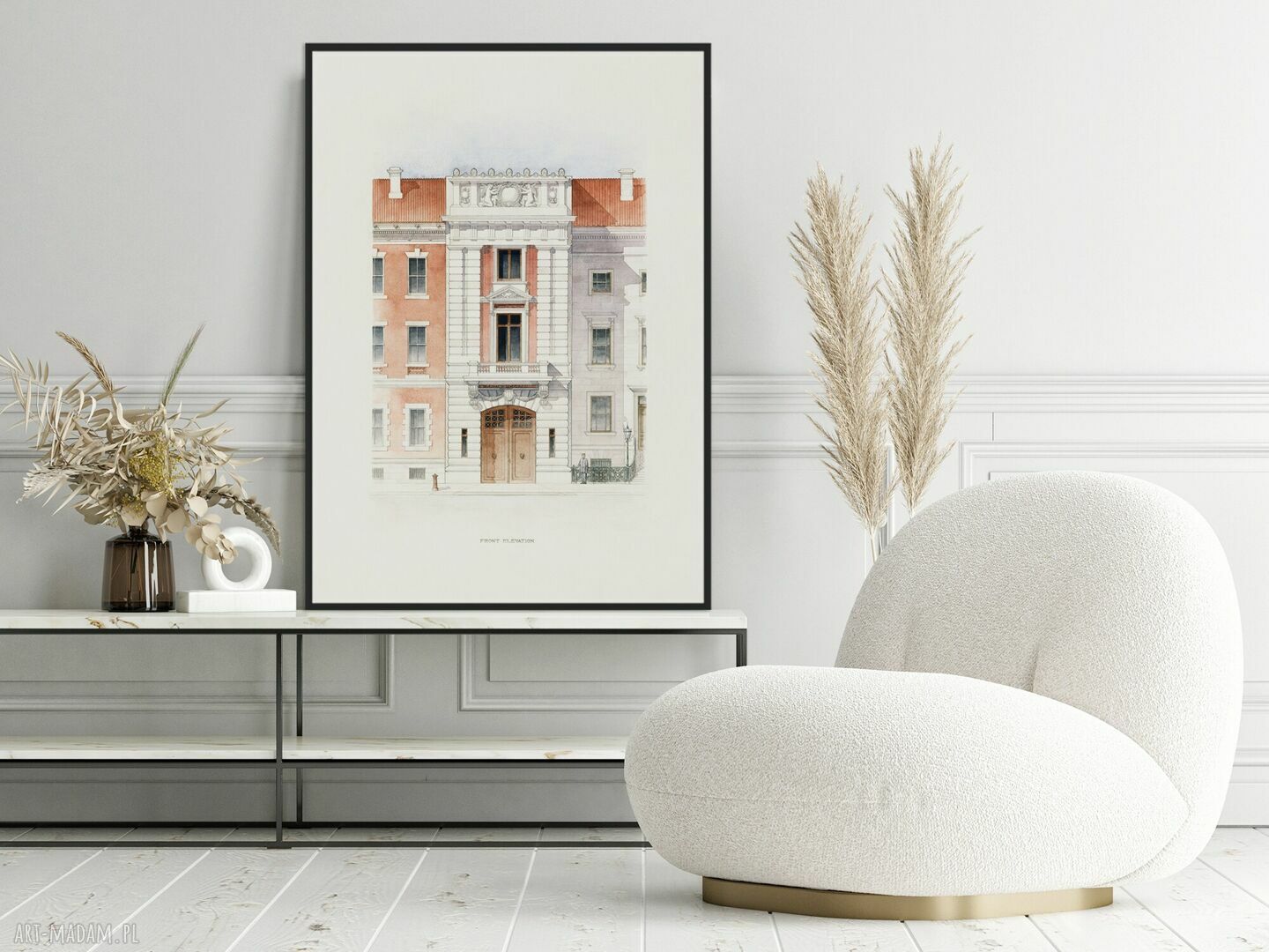 Kolorowy plakat rysunek kamienica 40x50 cm - miejski klimat do wnętrza