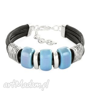 3 beads - azure & black