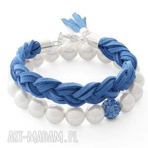 blue braid & white pearl with discoball